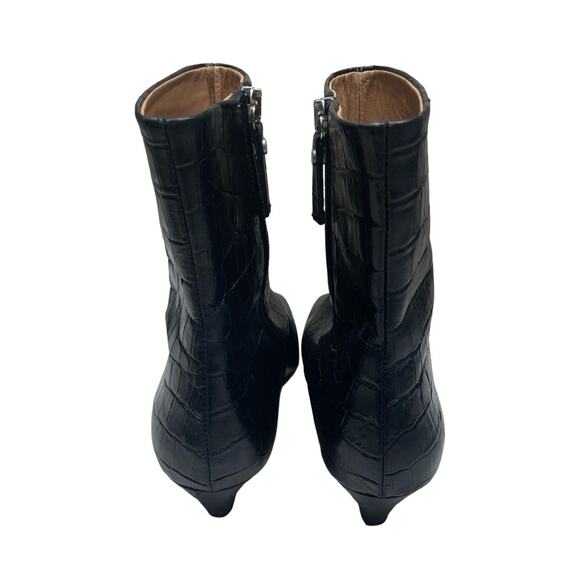 ARKET Black Embossed Croco Pattern Square Toe Ankle Boots Size: EU 40 /US 8.5 - Picture 4 of 10